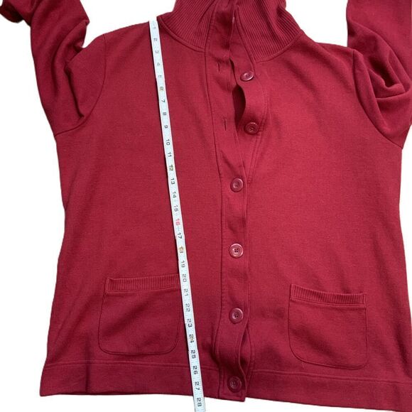 Falls Creek Red Long Sleeve Collared Pockets Button Up Casual Retro Cardigan 1X - Picture 7 of 13